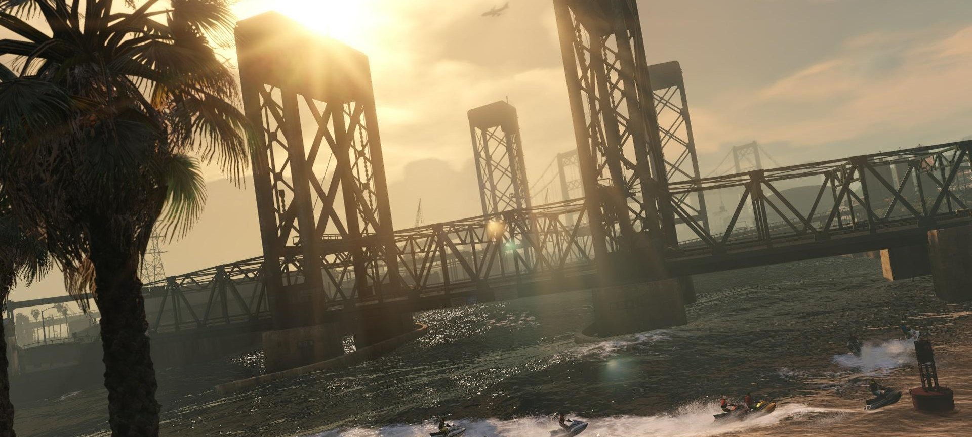 GTA bridge background at sunset